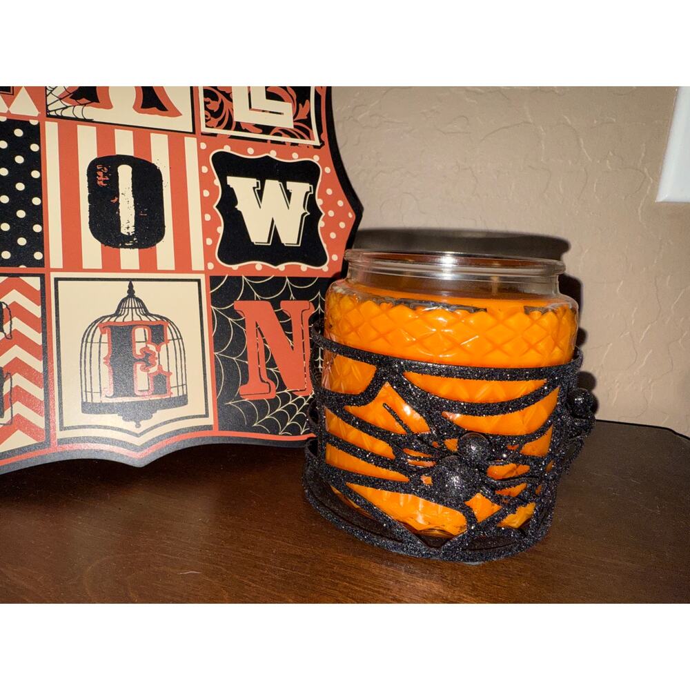 Gold Canyon Candle Glitter Black Spider Wrap for Candles Fits med and Large